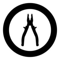 Pliers tool icon in circle round black color vector illustration image solid outline style