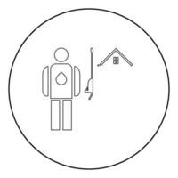 Power washing and gutter cleaning icon black color in circle vector