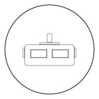 Virtual reality helmet the black color icon in circle or round vector