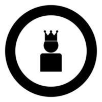 King in crown icon black color in round circle vector