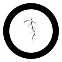 Thunderstorm crack icon black color in round circle vector