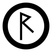 Raido rune raid symbol road icon black color vector in circle round illustration flat style image