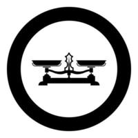 Balancing scales Store weigher Libra icon in circle round black color vector illustration flat style image