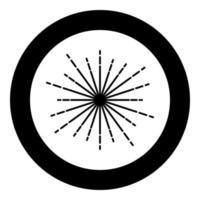 Sunburst Fireworks rays Radial ray Beam lines Sparkle Glaze Flare Starburst concentric radiance lines icon in circle round black color vector illustration flat style image