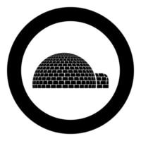 Igloo dwelling with icy cubes blocks Place when live inuits and eskimos Arctic home Dome shape icon in circle round black color vector illustration flat style image