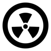 Radioactivity Symbol Nuclear sign icon in circle round black color vector illustration flat style image