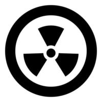 símbolo de radiactividad icono de signo nuclear en círculo redondo color negro ilustración vectorial imagen de estilo plano vector