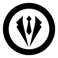 Business concept Jacket and tie cravat Suit for wedding Men's clothing in dress clothes Representative idea icon in circle round black color vector illustration flat style image