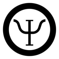 Psi greek symbol capital letter uppercase font icon in circle round black color vector illustration flat style image