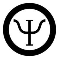 Psi greek symbol capital letter uppercase font icon in circle round black color vector illustration flat style image