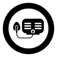 Inhaler Nebulizer Medical aerosol equipment icon in circle round black color vector illustration solid outline style image