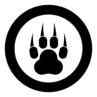 Print animal paw with claws Foot icon in circle round black color vector illustration image solid outline style