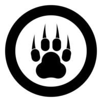 Print animal paw with claws Foot icon in circle round black color vector illustration image solid outline style