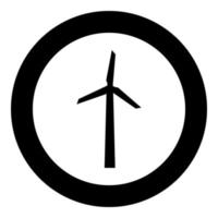 Wind generator icon in circle round black color vector illustration image solid outline style