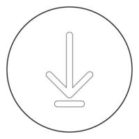 flecha hacia abajo o símbolo de carga el icono de color negro en círculo o redondo vector