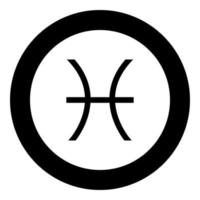 Pisces symbol zodiac icon black color in round circle vector