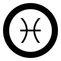 Pisces symbol zodiac icon black color in round circle vector