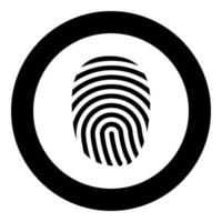 Fingerprint icon black color in circle round vector