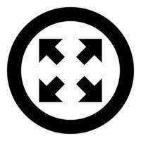 Four arrows pointing to different directions from the center icon black color illustration in circle round vector