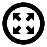 Four arrows pointing to different directions from the center icon black color illustration in circle round vector