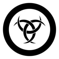 Odin horn paganism symbol icon black color vector in circle round illustration flat style image