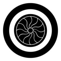 Viking shield icon black color vector in circle round illustration flat style image