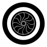 Viking shield icon black color vector in circle round illustration flat style image