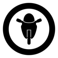 icono de clase de carrera de tipo deportivo de motocicleta en círculo redondo color negro ilustración vectorial imagen de estilo plano vector