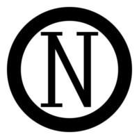 Nu greek symbol capital letter uppercase font icon in circle round black color vector illustration flat style image