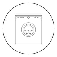Washing machine the black color icon in circle or round vector
