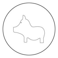 Pig the black color icon in circle or round vector