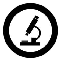 Microscope icon black color in circle round vector