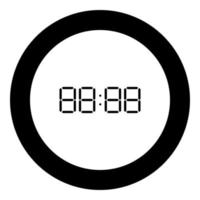 Digital clock face icon black color in round circle vector