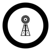 Wind turbine windmill classic american icon black color in round circle vector