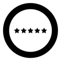 Five stars 5 stars rating concept icon in circle round black color vector illustration flat style image