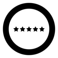 Five stars 5 stars rating concept icon in circle round black color vector illustration flat style image