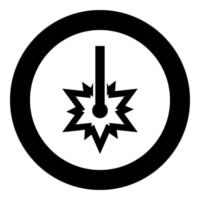 Laser working Laser line spark Welding symbol Engraving concept Laser engraving burst cut icon in circle round black color vector illustration flat style image
