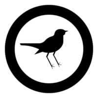 ruiseñor luscinia pájaro silueta icono en círculo redondo color negro vector ilustración estilo plano imagen