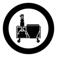 Plaster station Wall decoration machine Solution mixing icon in circle round black color vector illustration flat style image