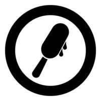 Popsicle Ice lolly Ice cream on stick icon in circle round black color vector illustration solid outline style image