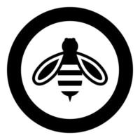 Bee honey icon in circle round black color vector illustration image solid outline style