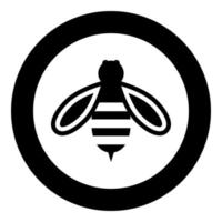 Bee honey icon in circle round black color vector illustration image solid outline style