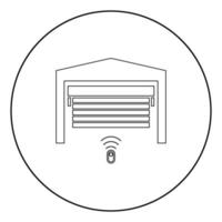 Garage door icon black color in circle vector