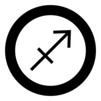 Sagittarius symbol zodiac icon black color in round circle vector