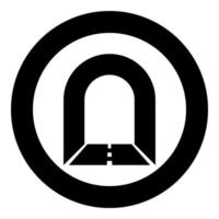 Subway tunnel with road for car icon black color illustration in circle round vector