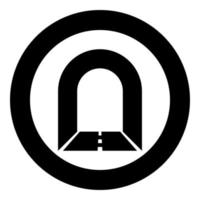 Subway tunnel with road for car icon black color illustration in circle round vector