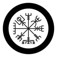 Vegvisir runic compass galdrastav Navigation compass symbol icon black color vector in circle round illustration flat style image