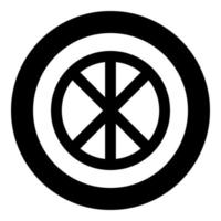 Cross round circle on bread concept parts body Christ Infinity sign in religious icon in circle round black color vector illustration flat style image