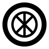 Cross round circle on bread concept parts body Christ Infinity sign in religious icon in circle round black color vector illustration flat style image