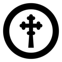 Cross trefoil shamrock on church cupola domical with cut Cross monogram Religious cross icon in circle round black color vector illustration flat style image